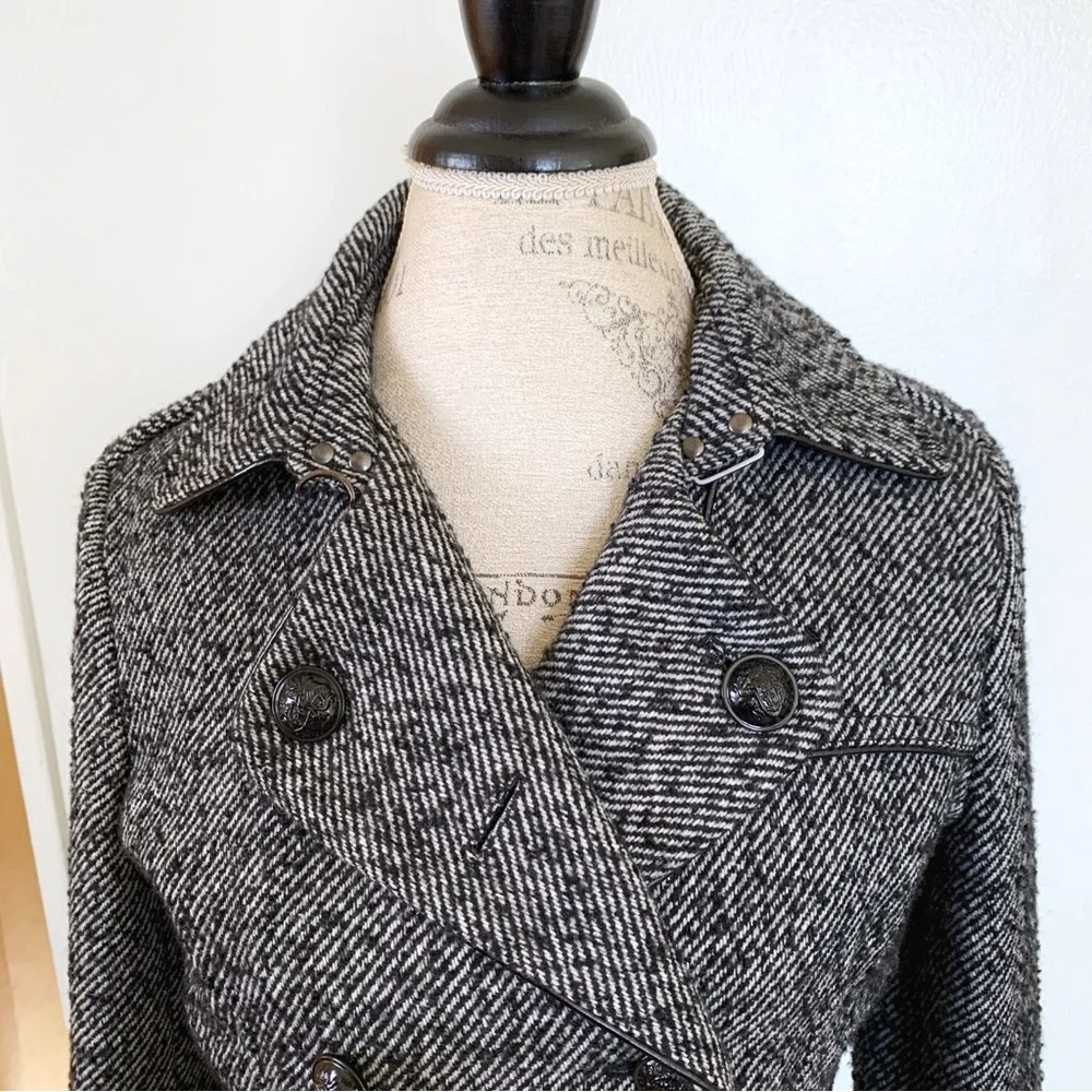 Banana Republic Herring Bone Trench Pea Coat - Picture 8 of 12